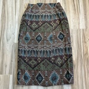 VTG‎ 90s Southwestern Wrap Maxi Skirt 9/S Aztec Blanket Stripe Grunge Boho USA